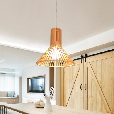 1-Light Dining Room Hanging Light Asian Beige Small/Large Ceiling Pendant with Dome/Globe/Cone Cage