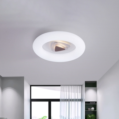 Bedroom Integrated LED Ceiling Lamp Minimal White Flush Mount Lighting with Triangle/Round/Oval Acrylic Shade