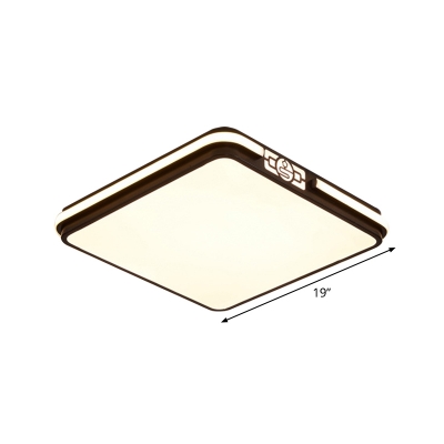 Black Rectangle/Square/Round Ceiling Flush Simple LED Acrylic Flush Mount Light with Glow Sidebar, White/3 Color Light