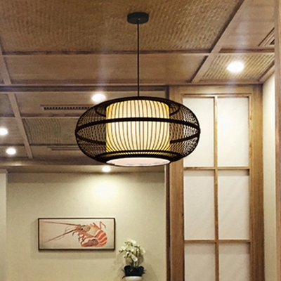 Chinese Lantern Ceiling Pendant Bamboo 19.5
