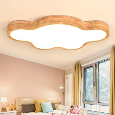 Cloud/Star Kids Bedroom Ceiling Lamp Wood 16.5