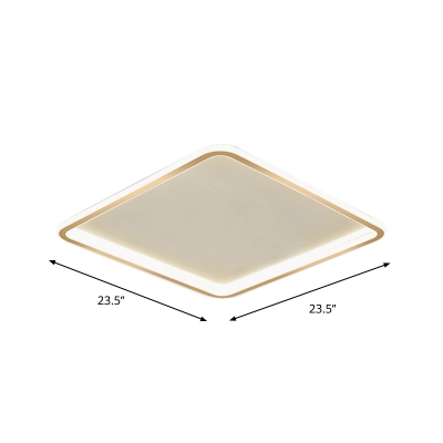 Extra Thin Square Aluminum Flush Light Simplicity Gold Surface Mounted LED Ceiling Lamp in Warm/White Light, 16