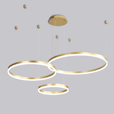 Gold/Coffee Bubble Ring Chandelier Simple 3/4-Head Acrylic LED Ceiling Pendant Light in Warm/White Light