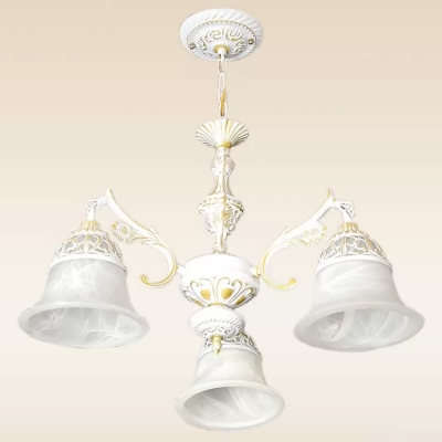 Ivory Alabaster Glass White Chandelier Morning Glory 3 Lights Traditional Hanging Pendant Light