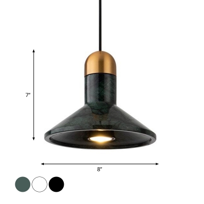 Living Room LED Pendulum Light Postmodern Black/White/Green Small Pendant Lamp with Ball/Flared Marble Shade