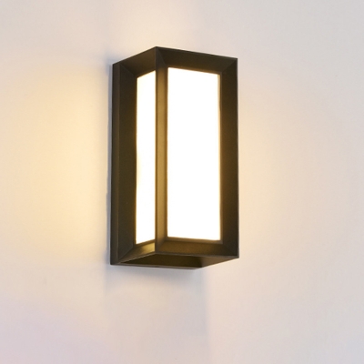 Modern Style LED Outdoor Wall Mount Black Arch/Rectangle/Quarter Cylinder Sconce Light with Plastic Shade