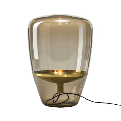 Novelty Modern Tapered Shade Night Lamp Clear/Smoke Grey/Cognac Glass Single Bedroom Table Light in Black/Brass