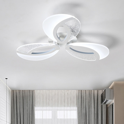 Petal Dorm Room Semi Mount Lighting Acrylic Modern Style LED Flush Ceiling Light in Warm/White Light