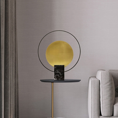 Post-Modern Circle Standing Table Lamp Marble 1 Light Living Room Night Light in Black/Green and Brass