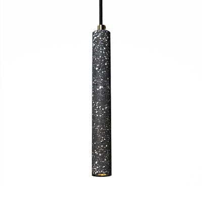 Slim Tube Snack Bar Pendant Lighting Modern Terrazzo Black/White LED Hanging Lamp, 10