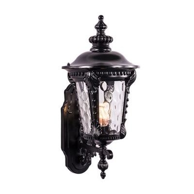 Small/Large Conical Porch Wall Lantern Vintage Clear Hammered Glass Single Black/Brass Wall Light Kit