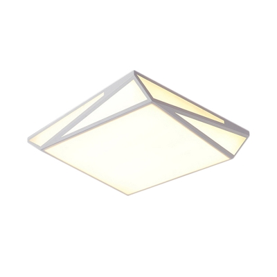 Square/Rectangle Asymmetric Flush Mount Minimalism Acrylic Office LED Flush Ceiling Light in White