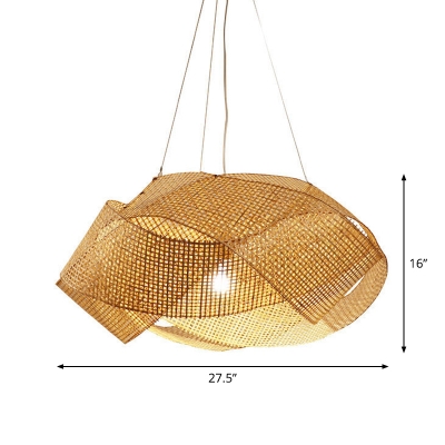 Twisted Bamboo Pendant Ceiling Light Asian 16