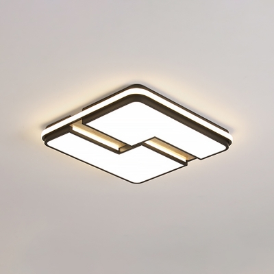 White Square/Rectangle Segment Flush Light Contemporary LED Acrylic Close to Ceiling Lamp in White/3 Color Light