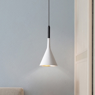 1 Light Ceiling Hang Lamp Nordic Dining Room Hanging Pendant with Funnel Cement Shade in Grey/Red/Black