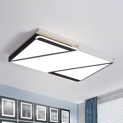 Acrylic Square/Rectangle Ceiling Fixture Modernist Black and White Spliced LED Flush Mount Lamp in White/3 Color Light