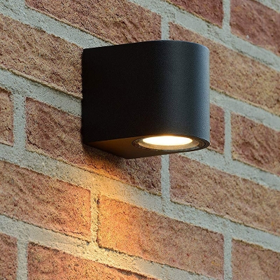 Black Cylinder/Cube/Rectangle LED Sconce Minimal 1/2-Light Metal Wall Lighting Fixture for Courtyard