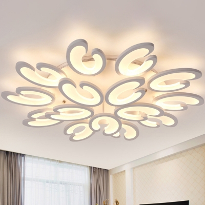 Blooming LED Flush Mount Ceiling Light Modern Acrylic 6/9/15 Heads Bedroom Semi Flush Mount in Warm/White Light