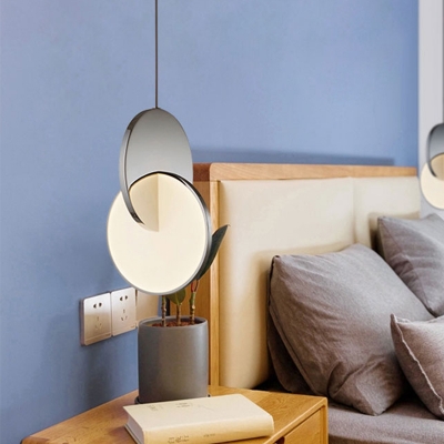 Interlocking Disc LED Down Lighting Post-Modern Stainless Steel Bedside Hanging Pendant in Chrome/Gold, 7