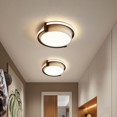 Kids Bedroom LED Ceiling Mount Lamp Minimalism Grey/White Flush Light with Round Acrylic Shade, 12