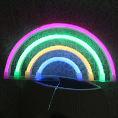 Kids Rainbow Wall Night Lamp Plastic Bedside USB Powered LED Wall Lighting in White