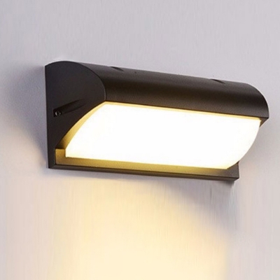 Modern Style LED Outdoor Wall Mount Black Arch/Rectangle/Quarter Cylinder Sconce Light with Plastic Shade