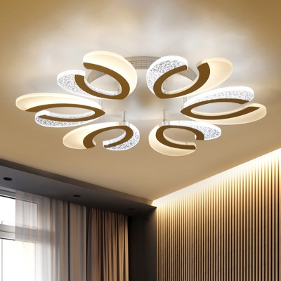 Modernism Coral Ceiling Flush Mount Acrylic 4/6/12-Light Bedroom LED Semi Mount Lighting in Warm/White Light