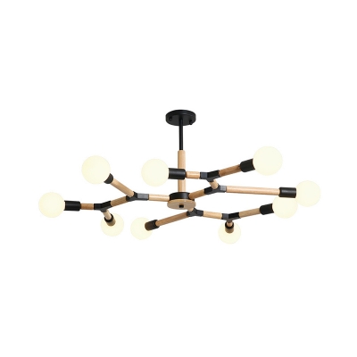 Nordic Style Molecule Hanging Light Fixture Wooden 3/6/9 Bulbs Living Room Chandelier in Black/White