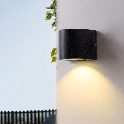 Short/Elongated Cylinder LED Flush Mount Simple Metal Patio Small/Large Wall Sconce Lighting in Black