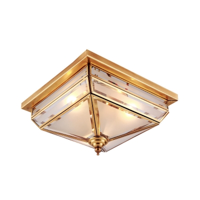 Square Frosted White Glass Flush Mount Traditional 11.5