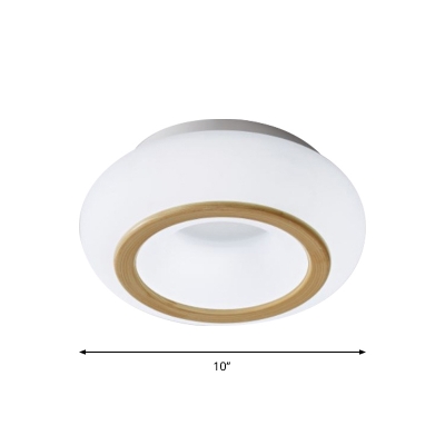 White Doughnut Mini Flush Mount Simple LED Acrylic Close to Ceiling Light Fixture for Foyer