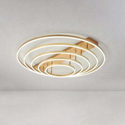 3/5 Tiers Semi Flush Ceiling Light Modern Acrylic Black/Gold LED Circle Flushmount Lighting for Bedroom