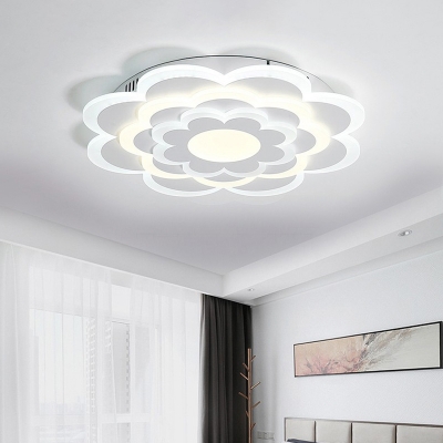 3-Layered Flower Ceiling Flush Light Stylish Modern Acrylic White LED Flushmount Lighting in Warm/White Light