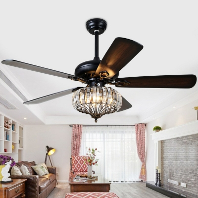 52" Industrial Retro Ceiling Fan Light Elegant 5-Lights Edison Bulb Living room 