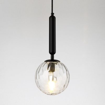 Ball Bedside Wall Hanging Lamp Clear Rippled/Opaline Glass 1 Head Minimalist Wall Mount Light Fixture in Black/Gold