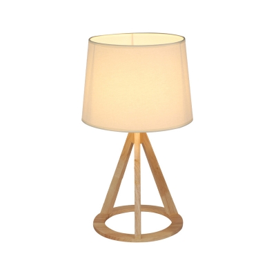 Drum Shade Bedroom Table Light Fabric Single Nordic Style 3-Leg Night Lamp in White