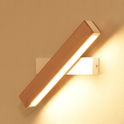 Minimalist LED Wall Lighting Beige Rectangular Adjustable Sconce Light with Wood Shade, 8.5