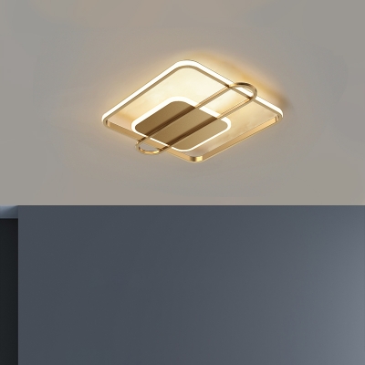Round/Square LED Ceiling Lighting Contemporary Metal Black/Gold Flush Mount Light in Warm/White Light for Bedroom
