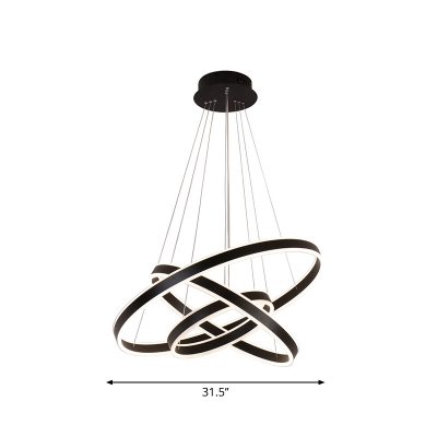 Simplicity LED Hanging Light Kit Black Hoop 2/3-Tiered Chandelier with Acrylic Shade