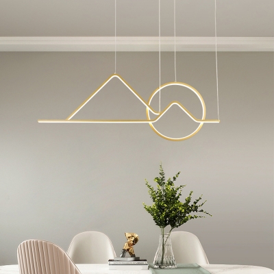 Sunrise Mountain Metal Ceiling Pendant Simplicity Black/Gold Linear LED Hanging Light Fixture in Warm/White Light