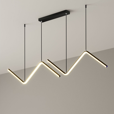 Aluminum Zigzag Pendulum Light Simplicity Black/Gold LED Multi Light Pendant over Dining Table