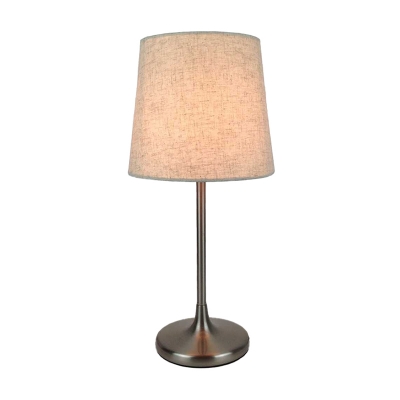 Beige Tapered Table Lighting Minimalistic 1 Bulb Fabric Night Stand Lamp for Living Room
