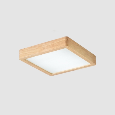 Checker Flush Mount Ceiling Light Asian Acrylic Wooden LED Flush Mount Recessed Lighting in Warm/White Light, 14