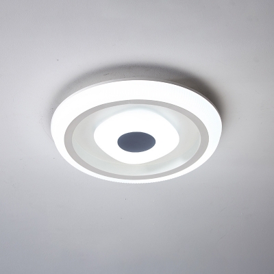 Childrens Bedroom LED Flush Light Fixture Nordic White Concentric Ceiling Lamp with Round/Square Acrylic Shade