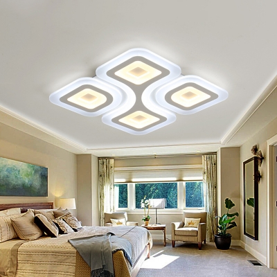 Contemporary Symmetric Flush Light Acrylic Living Room LED Close to Ceiling Lighting in Warm/White Light, 19.5