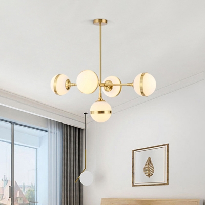 Cream Ball Glass Branching Island Lamp Postmodernist 3/5 Bulbs Gold Suspended Lighting Fixture
