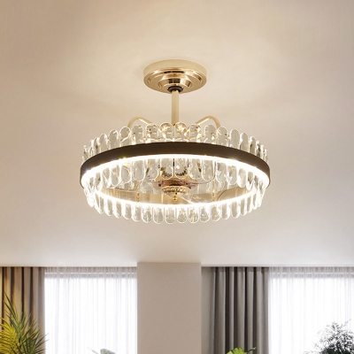 Crystal Prism Light-Gold Ceiling Fan Lamp Circular 31.5