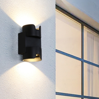 Cylindrical Terrace Wall Mounted Light Aluminum Modern Up and Down LED Wall Sconce in Black