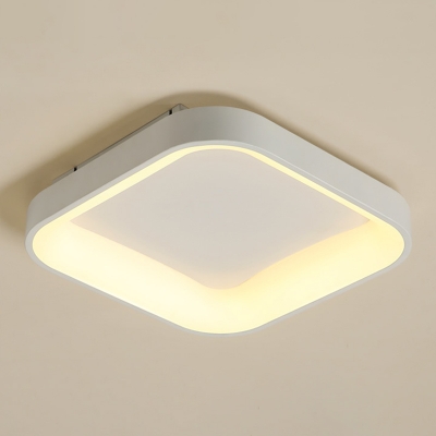Fillet Square Ceiling Mount Light Nordic Acrylic Grey/White LED Flushmount Lighting in Warm/White Light, 18