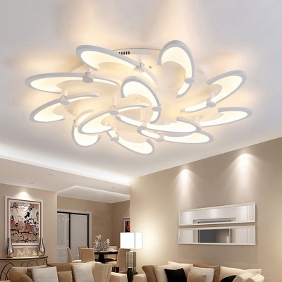 Flower-Like Parlor Ceiling Flush Light Acrylic 3/6/12 Lights Contemporary LED Semi Flush Mount in Warm/White Light